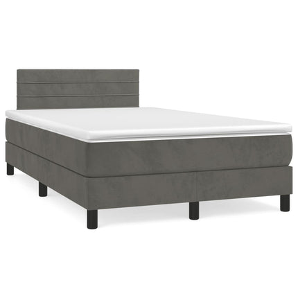 kontinentalseng med madras 120x190 cm fløjl mørkegrå