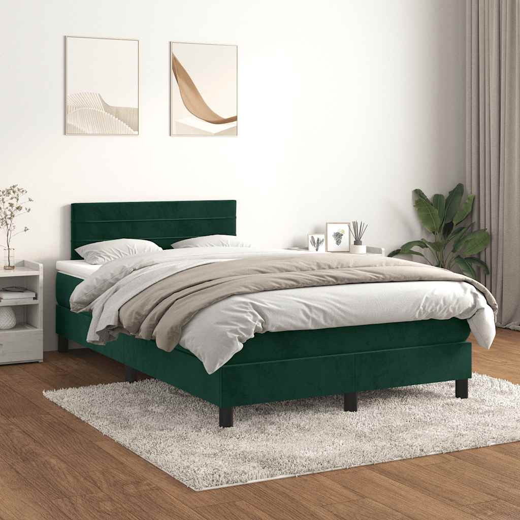 kontinentalseng med madras 120x190 cm velour mørkegrøn
