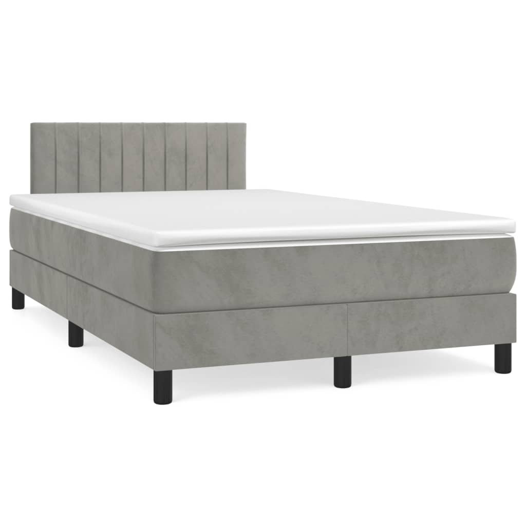 kontinentalseng med madras 120x190 cm velour lysegrå