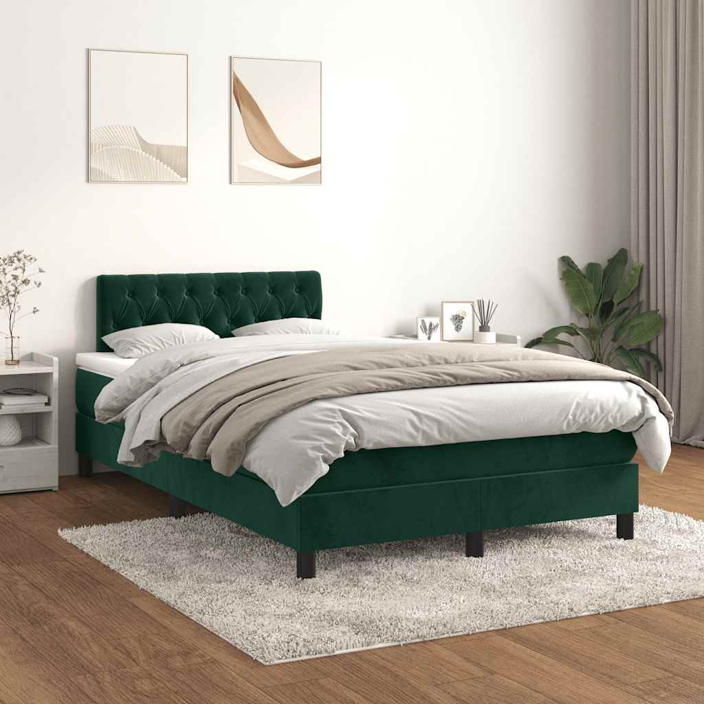 kontinentalseng med madras 120x190 cm velour mørkegrøn
