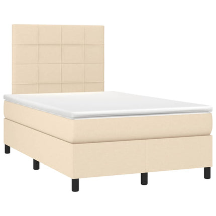 kontinentalseng med madras 120x190 cm stof cremefarvet