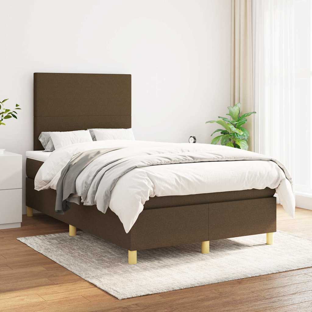kontinentalseng med madras 120x190 cm stof mørkebrun