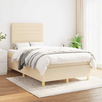 kontinentalseng med madras 120x190 cm stof cremefarvet