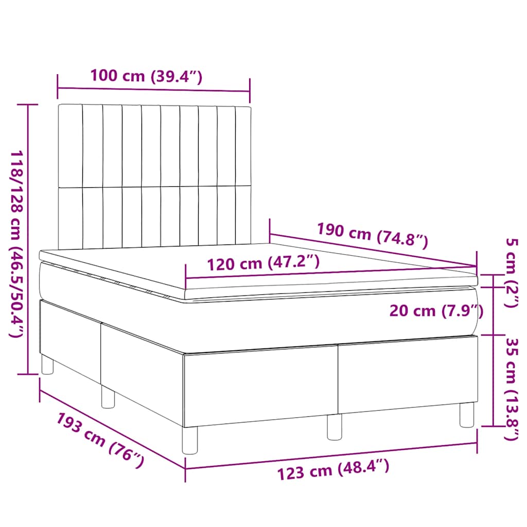 kontinentalseng med madras 120x190 cm stof sort