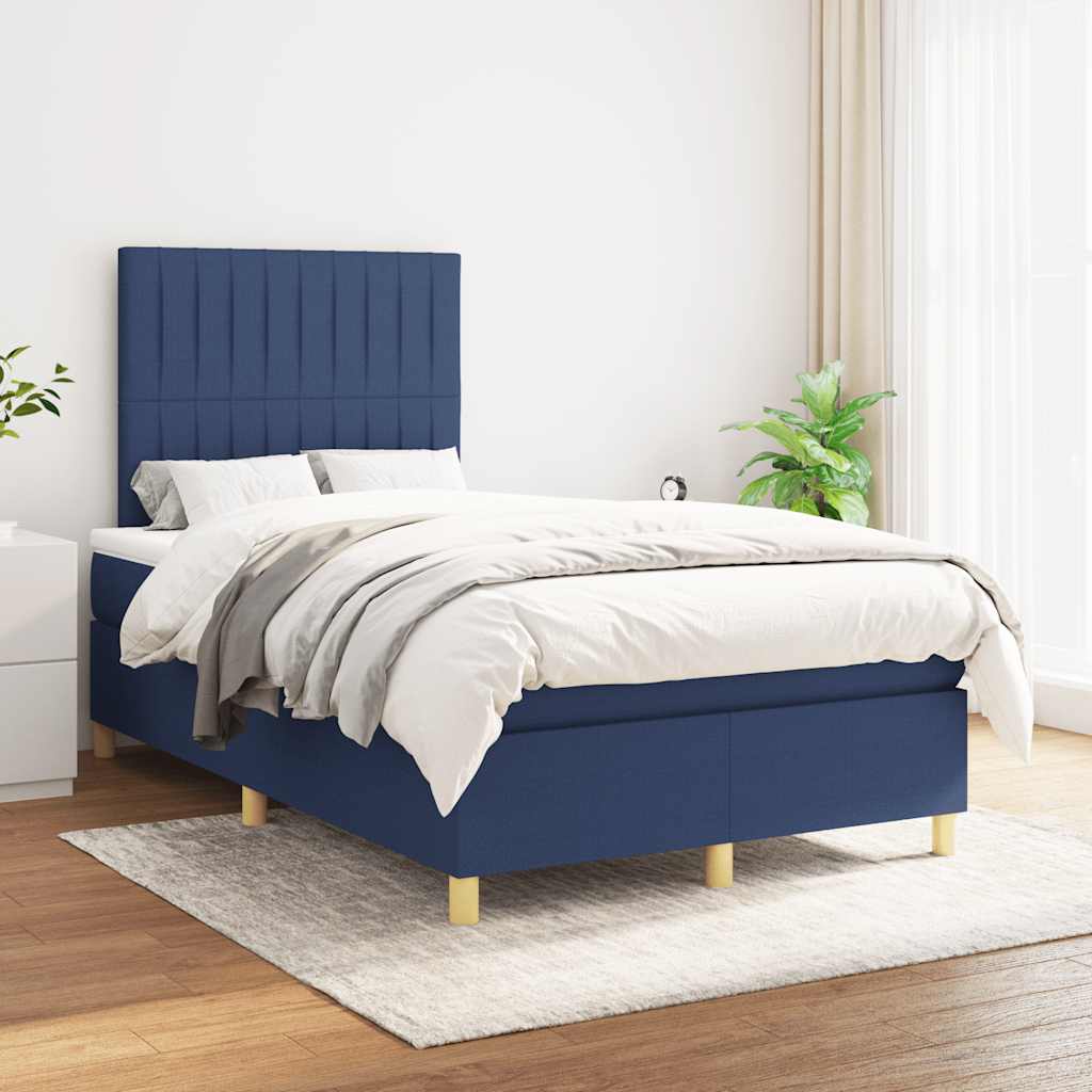 kontinentalseng med madras 120x190 cm stof blå