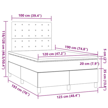kontinentalseng med madras 120x190 cm stof cremefarvet