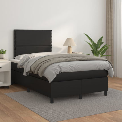kontinentalseng med madras 120x190 cm kunstlæder sort