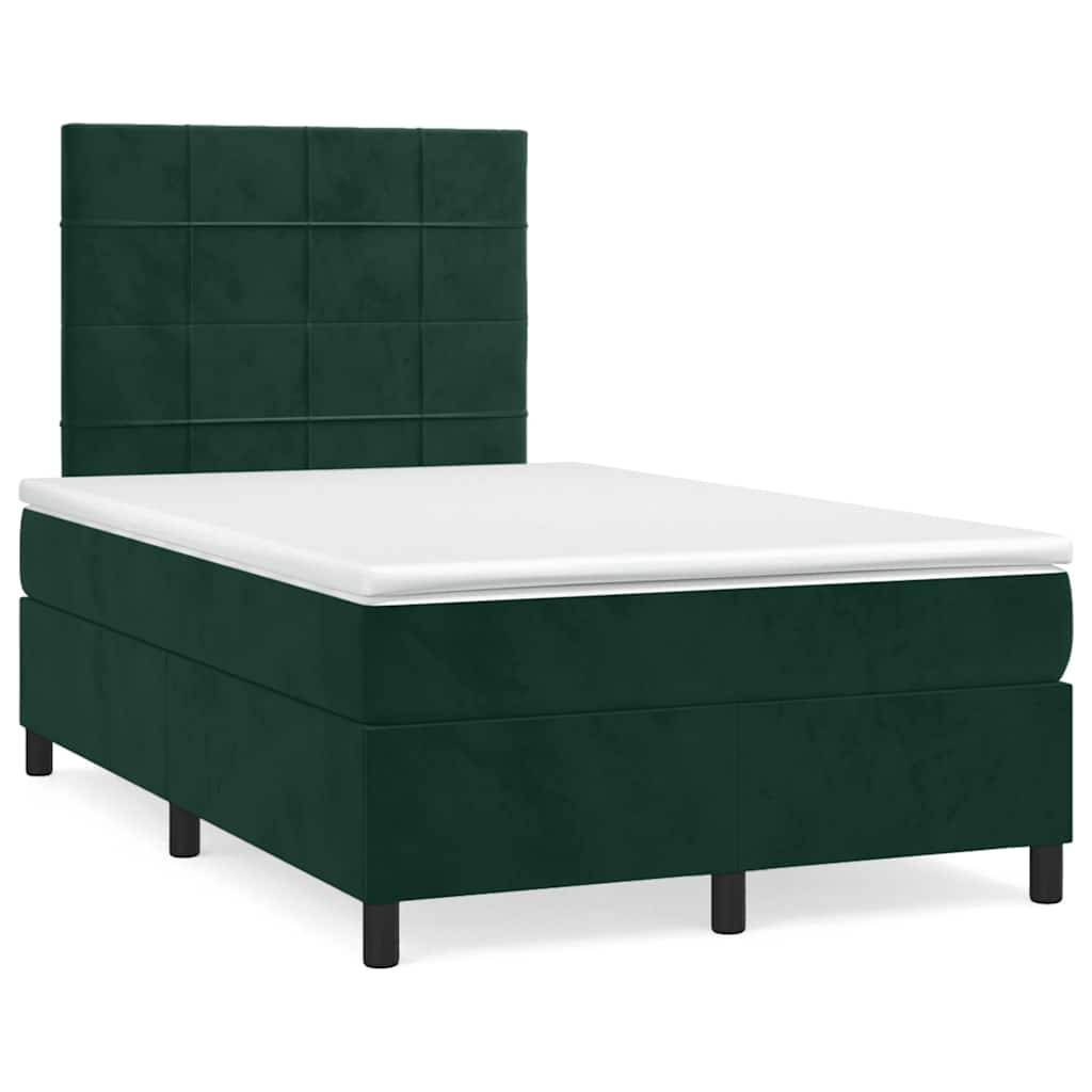 kontinentalseng med madras 120x190 cm velour mørkegrøn