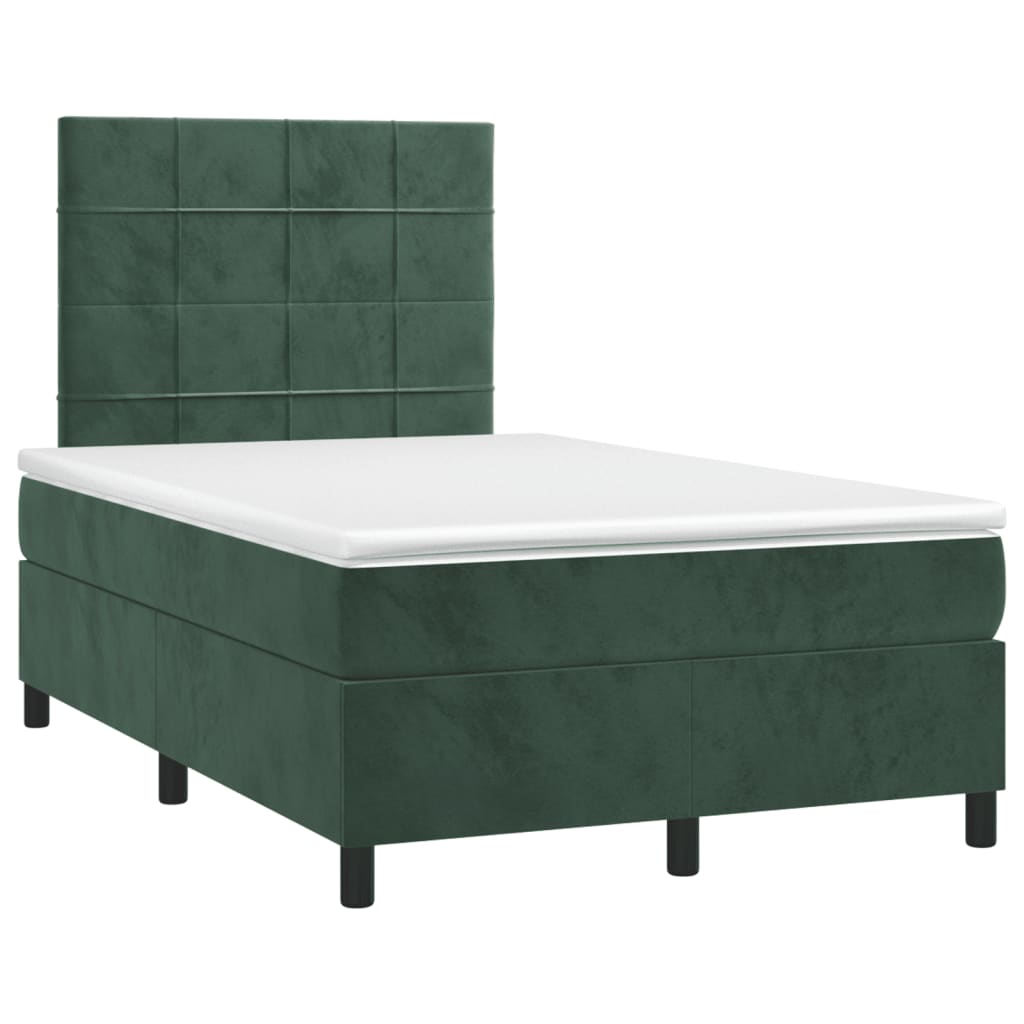 kontinentalseng med madras 120x190 cm velour mørkegrøn
