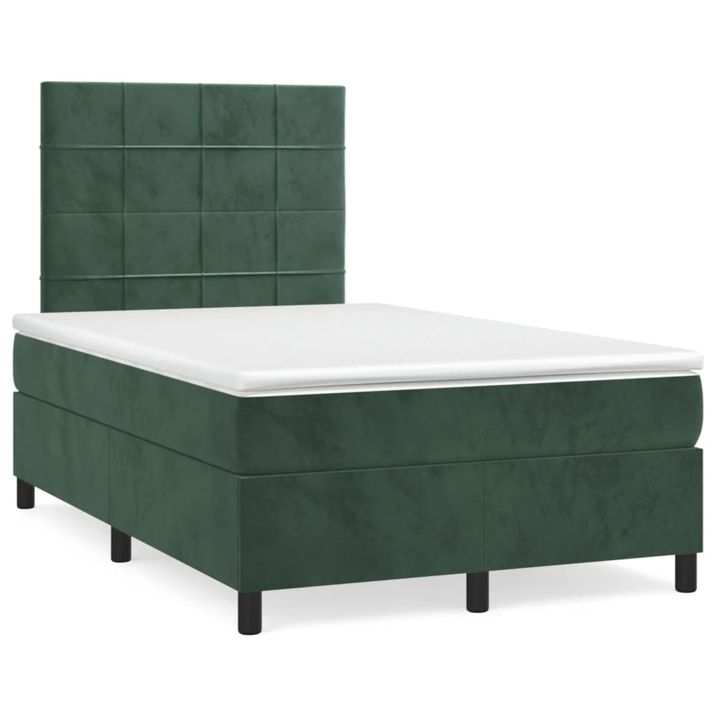 kontinentalseng med madras 120x190 cm velour mørkegrøn