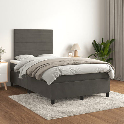 kontinentalseng med madras 120x190 cm fløjl mørkegrå