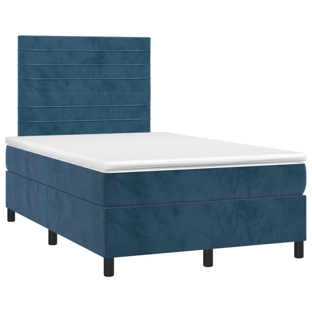 kontinentalseng med madras 120x190 cm velour mørkeblå
