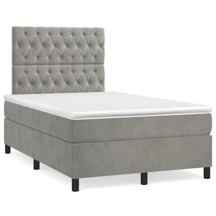 kontinentalseng med madras 120x190 cm velour lysegrå