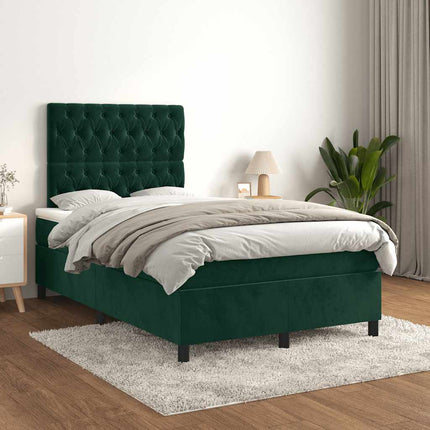 kontinentalseng med madras 120x190 cm velour mørkegrøn
