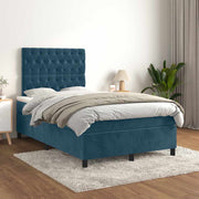 kontinentalseng med madras 120x190 cm velour mørkeblå
