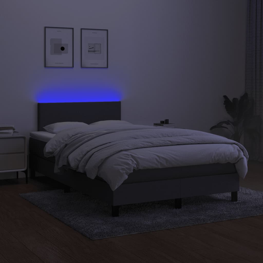 kontinentalseng med LED-lys 120x190 cm stof mørkegrå