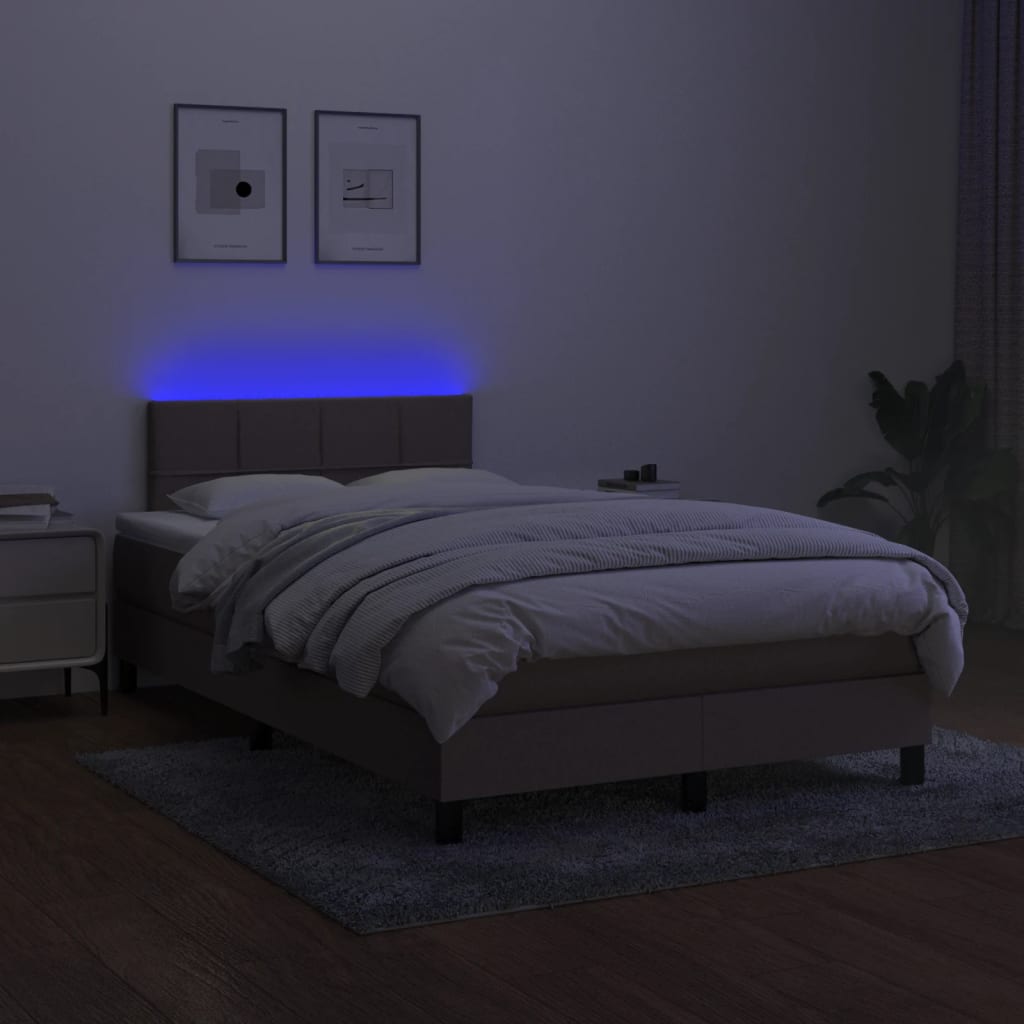 kontinentalseng med LED-lys 120x190 cm stof gråbrun