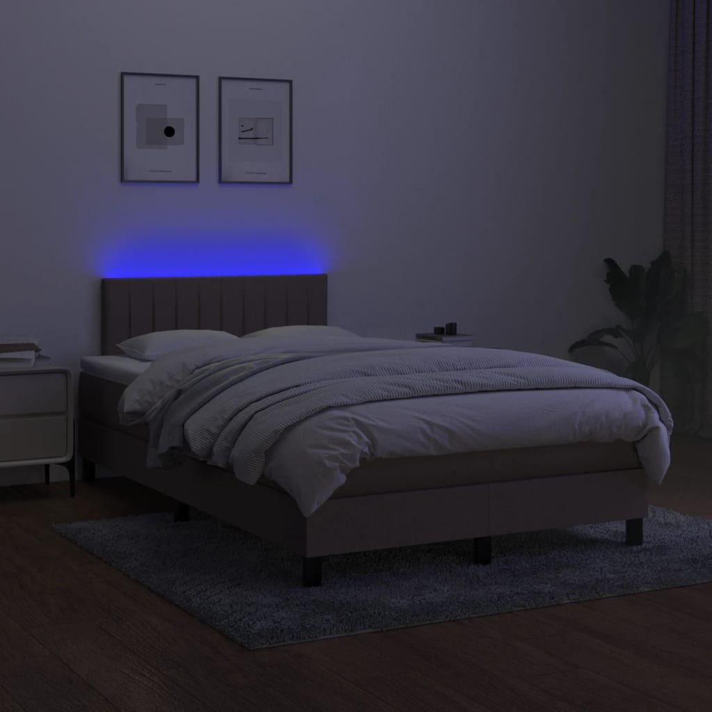 kontinentalseng med LED-lys 120x190 cm stof gråbrun