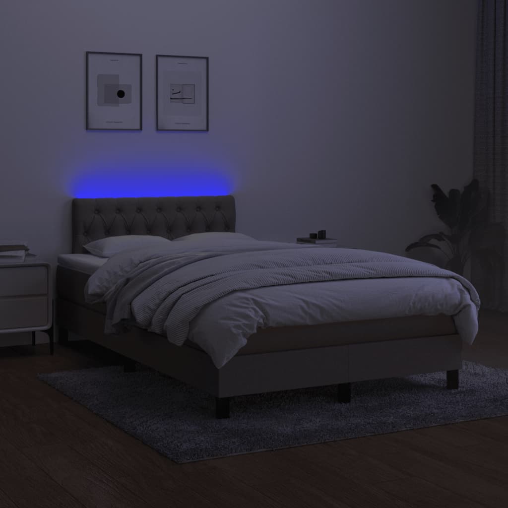 kontinentalseng med LED-lys 120x190 cm stof gråbrun