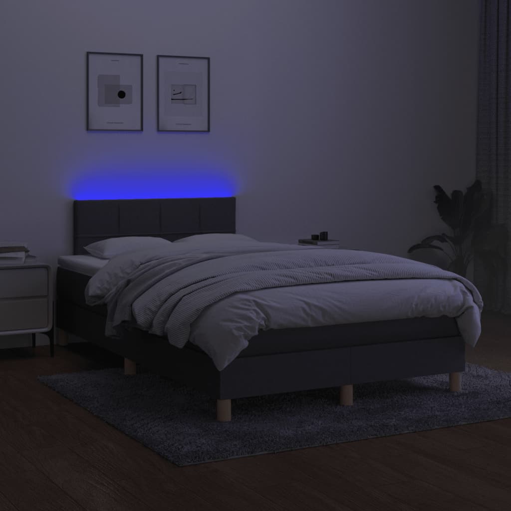 kontinentalseng med LED-lys 120x190 cm stof mørkegrå