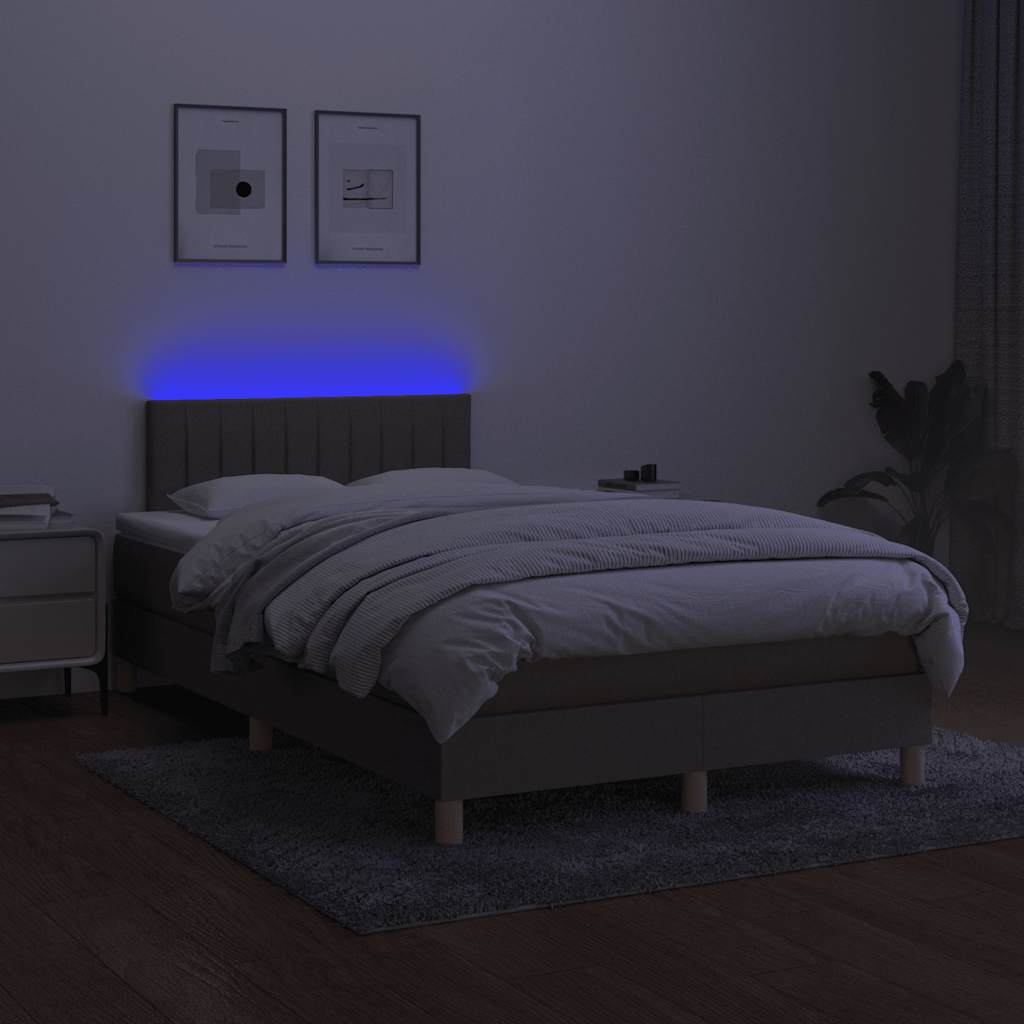 kontinentalseng med LED-lys 120x190 cm stof gråbrun