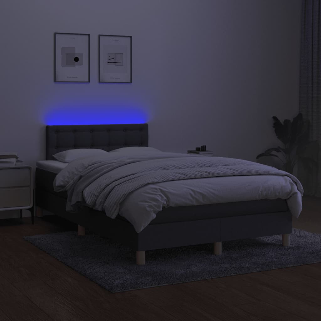kontinentalseng med LED-lys 120x190 cm stof mørkegrå