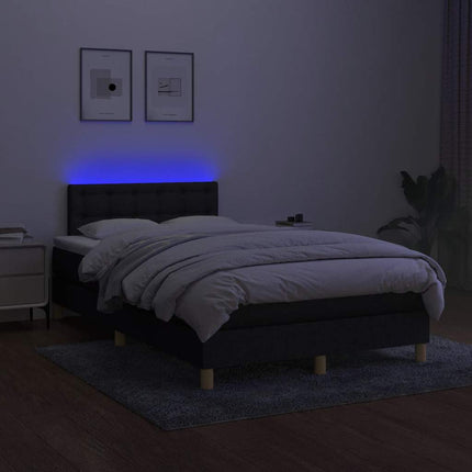 kontinentalseng med LED-lys 120x190 cm stof sort