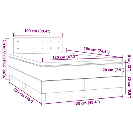 kontinentalseng med LED-lys 120x190 cm stof sort