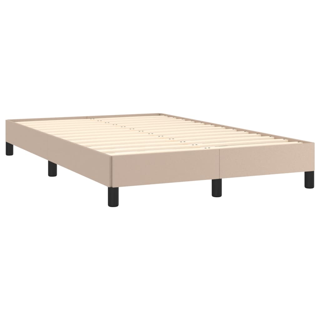 kontinentalseng LED-lys 120x190 cm kunstlæder cappuccinofarvet