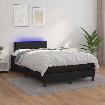 kontinentalseng med madras og LED-lys 120x190cm kunstlæder sort