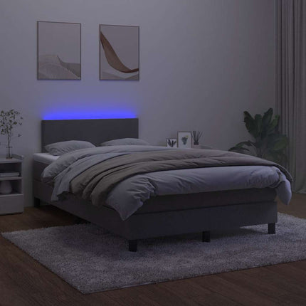 kontinentalseng med madras og LED-lys 120x190cm velour mørkegrå