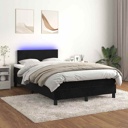 kontinentalseng med madras og LED-lys 120x190 cm velour sort