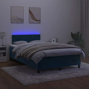 kontinentalseng med madras og LED-lys 120x190cm velour mørkeblå