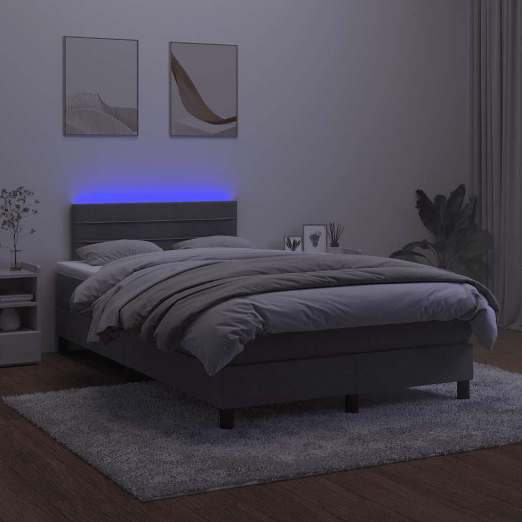 kontinentalseng med madras og LED-lys 120x190cm velour mørkegrå