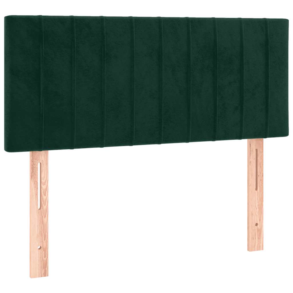 kontinentalseng med madras og LED-lys 120x190cm fløjl mørkegrøn