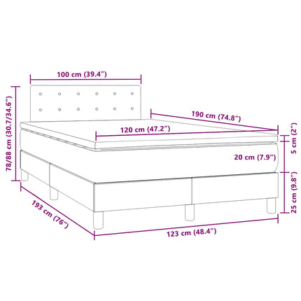 kontinentalseng med madras og LED-lys 120x190 cm velour sort
