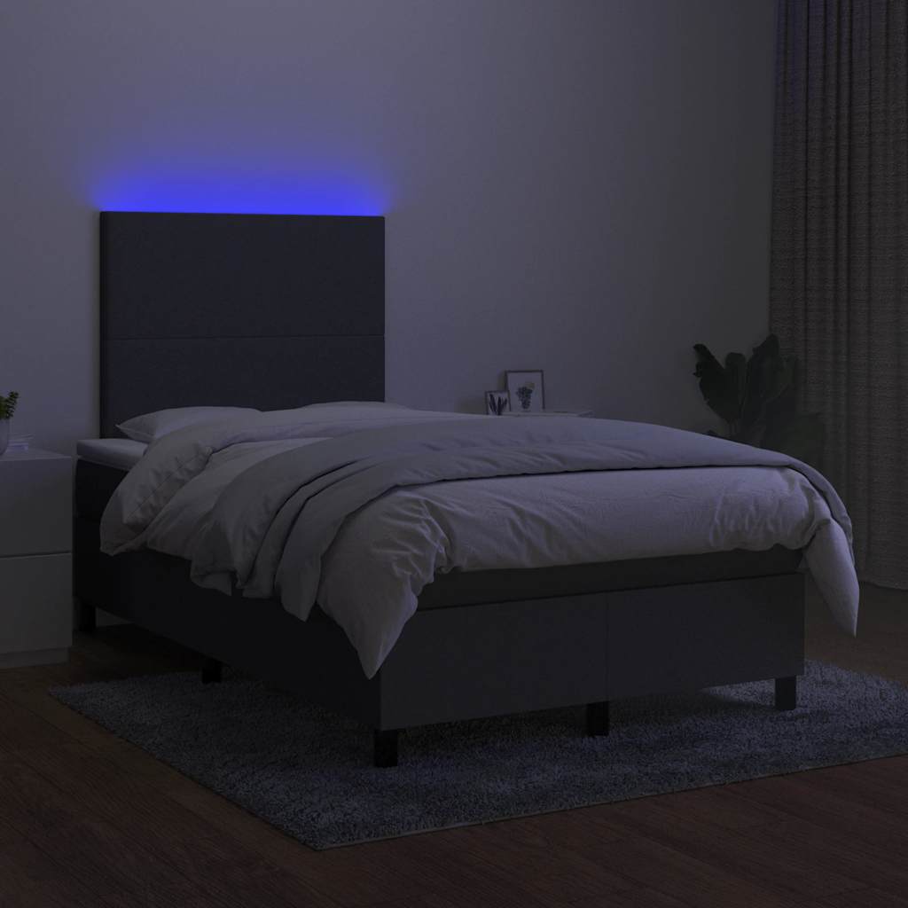 kontinentalseng med LED-lys 120x190 cm stof mørkegrå
