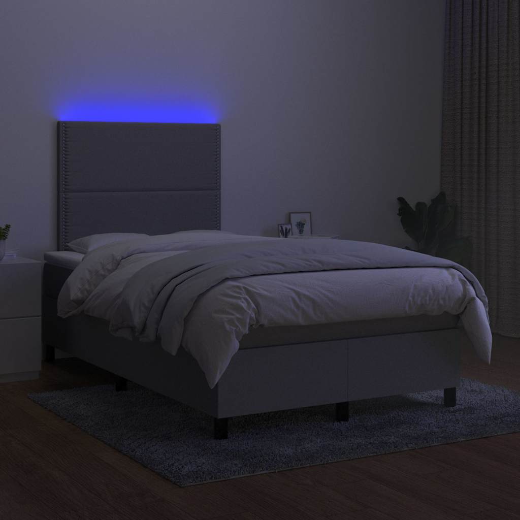 kontinentalseng med LED-lys 120x190 cm stof lysegrå
