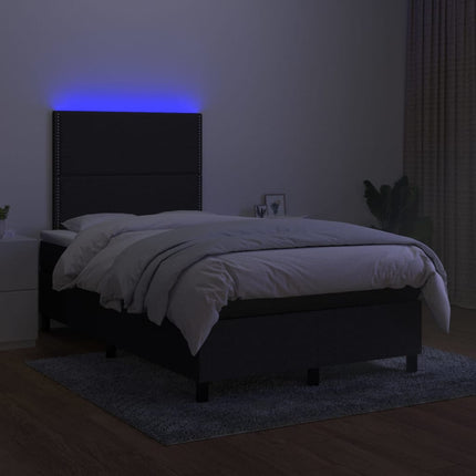 kontinentalseng med LED-lys 120x190 cm stof sort