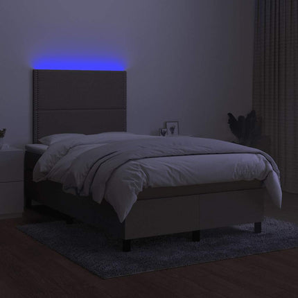 kontinentalseng med LED-lys 120x190 cm stof gråbrun