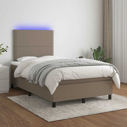 kontinentalseng med LED-lys 120x190 cm stof gråbrun