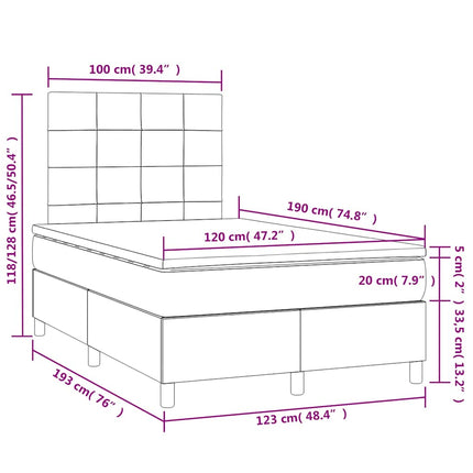 kontinentalseng med LED-lys 120x190 cm stof sort