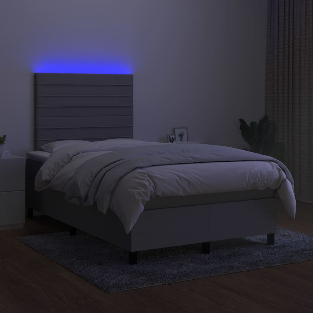 kontinentalseng med LED-lys 120x190 cm stof lysegrå