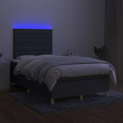 kontinentalseng med LED-lys 120x190 cm stof mørkegrå