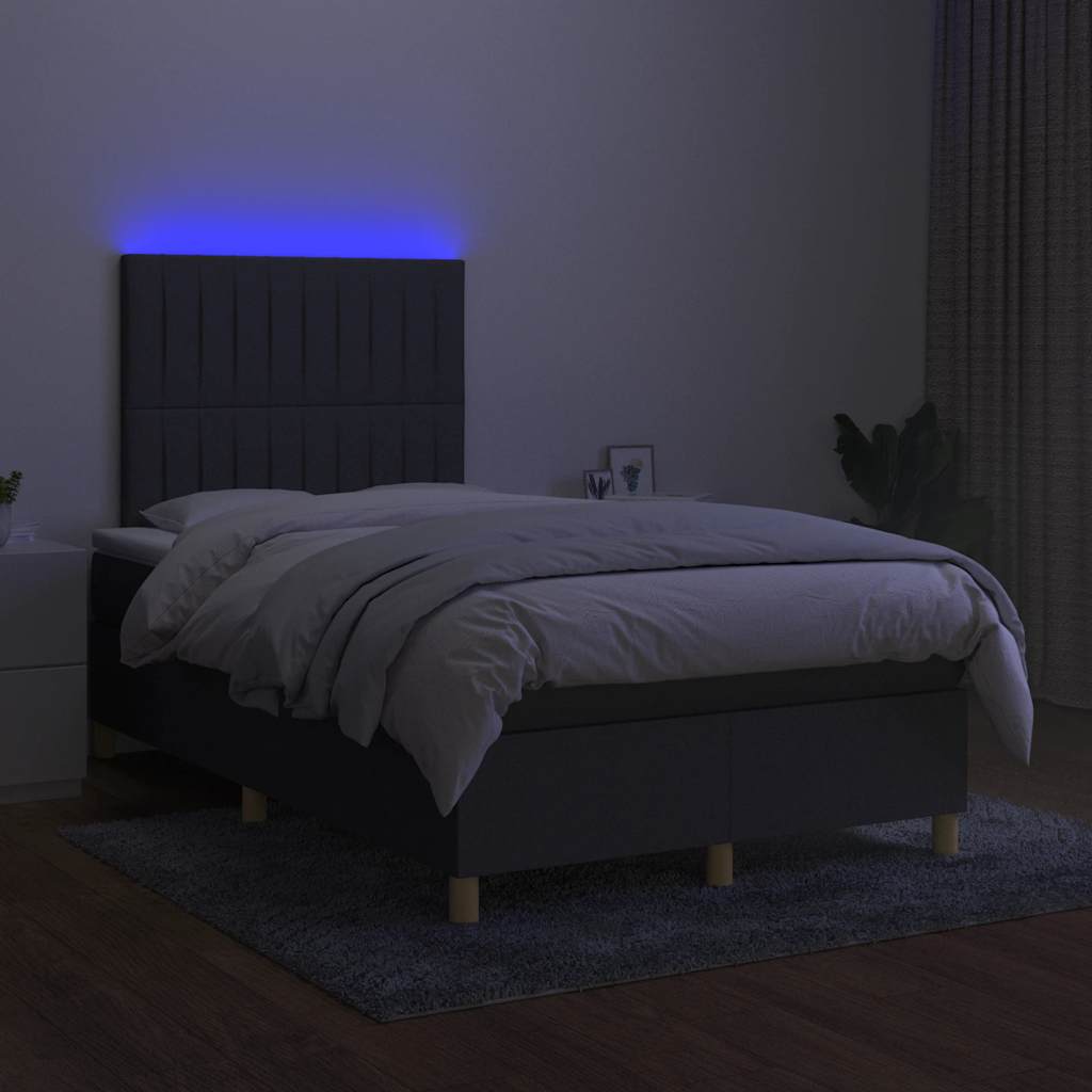 kontinentalseng med LED-lys 120x190 cm stof mørkegrå