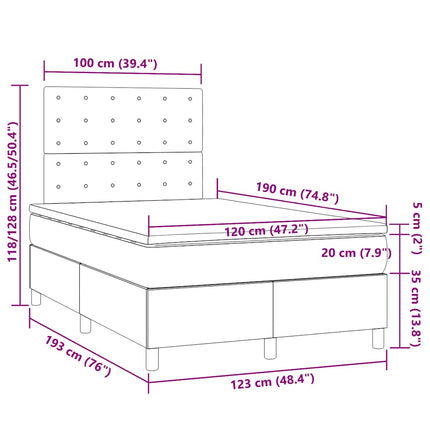 kontinentalseng med LED-lys 120x190 cm stof sort