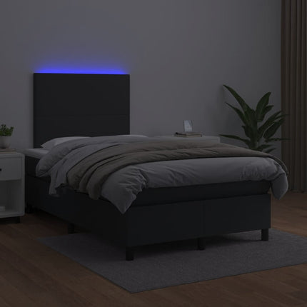 kontinentalseng med madras og LED-lys 120x190cm kunstlæder sort