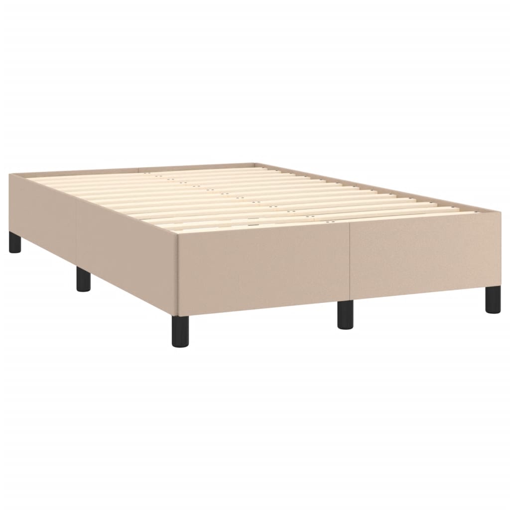 kontinentalseng LED-lys 120x190 cm kunstlæder cappuccinofarvet