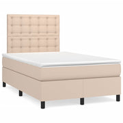 kontinentalseng LED-lys 120x190 cm kunstlæder cappuccinofarvet