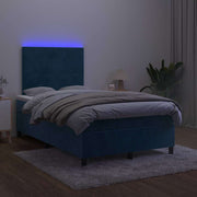 kontinentalseng med madras og LED-lys 120x190cm velour mørkeblå